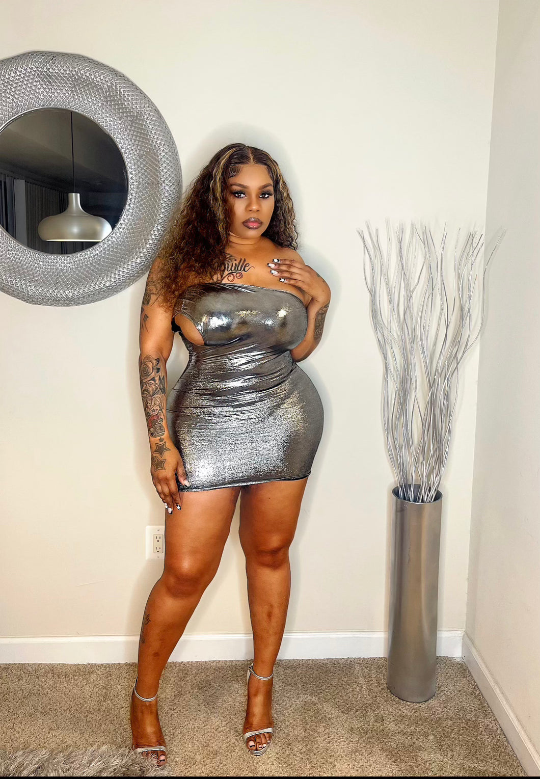 Moon silver holographic dress